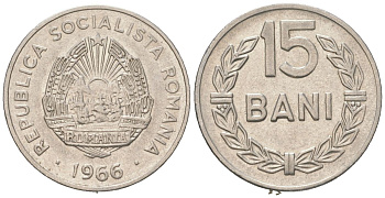 Румыния 15 бань 1966 KM 93 сталь плакировнная никелем 192-1149