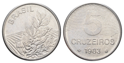 Бразилия 5 крузейро 1983 KM 591 нержавеющая сталь UNC 4668-1119