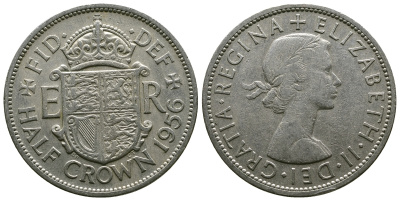 Великобритания 1/2 кроны 1956 Елизавета II (1952- ) Spink 4145, KM 905 медно-никель 4381-335
