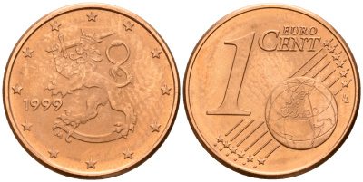 Финляндия 1 евроцент 1999  KM 98 сталь плакированная медью  UNC  4189-154