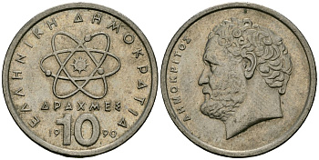 Греция 10 драхм 1990 Демокрит KM 132 медно-никель 4394-733