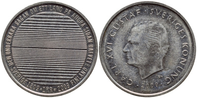 Швеция 1 крона 2009 Карл XVI Густав (1973- ) KM 894 медно-никель 83-156