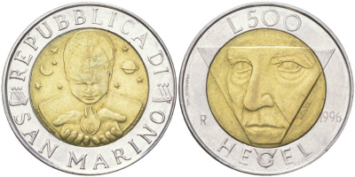 Сан-Марино 500 лир 1996 KM 357 биметалл UNC 4148-843