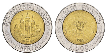 Сан-Марино 500 лир 1984 Учёные KM 167 биметалл UNC 4648-324