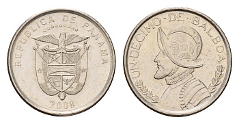 Панама 1/10 бальбоа (10 сентесимо) 2008 KM 127 медь плакированный медно-никелем UNC 4614-468