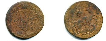 РОССИЯ 2 КОПЕЙКИ 1757 медь 501-124