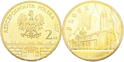 Польша 2 злотых 2007 MW, серия польские города - Плоцк (PLOCK) KM 617 латунь 73-1114