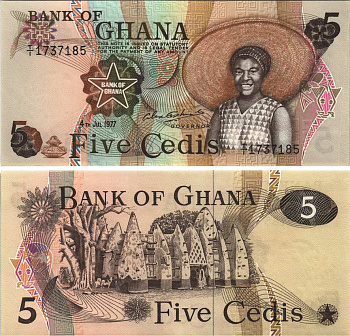 Гана 5 седи 1977 Мечеть Ларабанга Pick 15 b бумага UNC (пресс) 6299-54-3-1