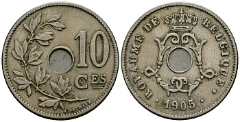 Бельгия 10 сантимов 1905 Belgique KM 52 медно-никель 4172-827