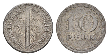 Мангейм 10 пфеннигов 1919 Funck 315.2, Men18 20355.4 железо 4636-863