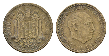 Испания 1 песета 1953 (58) Франсиско Франко (1939-1975) KM 775 алюминиевая бронза 4708-413