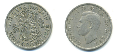 Великобритания 1/2 кроны 1948 Георг VI (1936-1952) KM 866, Spink 4101 медно-никель 59-835