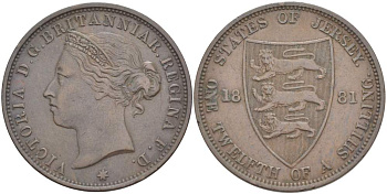 Джерси 1/12 шиллинга 1881 Виктория (1837-1901) KM 8 бронза 4517-1022