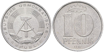 ГДР 10 пфеннигов 1967 A KM 10 алюминий 201-838