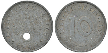 Германия 10 рейхспфеннигов 1940 A KM 101, J. 371 цинк 4132-612