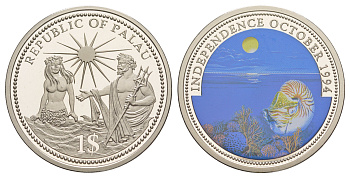 Палау 1 доллар 1994 Независимость KM 8 медно-никель PROOF 4044-1341