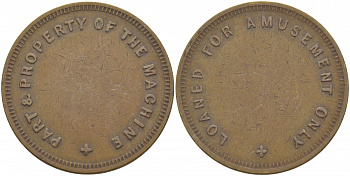 ЕВРОПА ЖЕТОН ИГРОВОЙ ND PART PROPERTY OF THE MACHINE, LOANED FOR AMUSEMENT ONLY желтый металл 4545-114