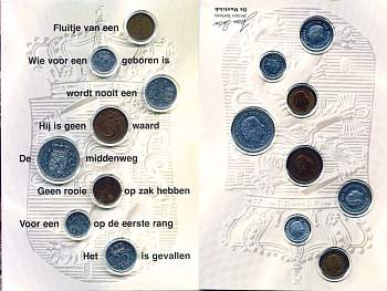 Нидерланды набор из 8 монет 1970-1980 монеты из обращения в капсулах, королева Юлиана + серебро 7-6-1-26