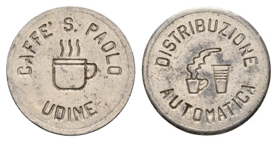 Италия жетон для выдачи напитков - кофе диаметр 24 мм, вес 6,4 гр нержавеющая сталь 4670-954