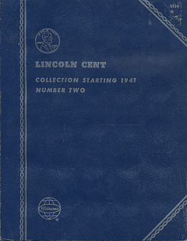 Альбом Whitman картонный альбом для одноцентовых монет США с 1941 года, номер два Lincoln cent, Collection starting 1941 number two бу 00-00