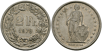Швейцария 2 франка 1979 KM 21a медно-никель 4120-841