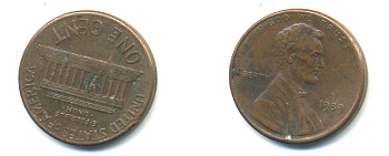 США 1 цент 1989 Линкольн KM 201b цинк плакированный медью 179-428