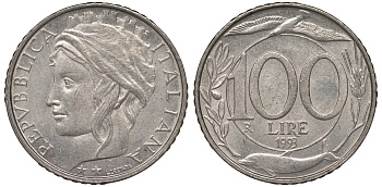 Италия 100 лир 1993 R KM 159 медно-никель 4128-1245