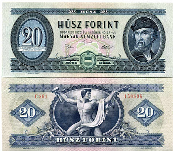 Венгрия 20 форинтов 1975 Дьёрдь Дожа Pick 169 f бумага UNC (пресс) 000-00-00