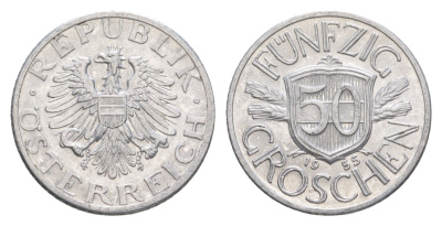 Австрия 50 грошей 1955 KM 2870 алюминий UNC 4136-824
