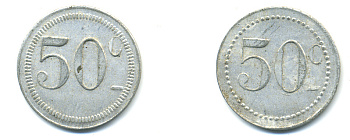 ФРАНЦИЯ 50 САНТИМОВ НАЧАЛО XX ВЕКА d 24 мм, вес около 1,0 гр., платежный жетон алюминий 89-945