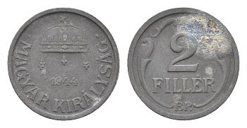 Венгрия 2 филлера 1944 BP KM 519 цинк 4665-557