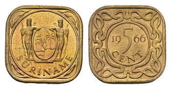 Суринам 5 центов 1966 KM 12.1 никель-латунь UNC 3458-1223