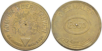 США СУВЕНИРНЫЙ ЖЕТОН ESSO ПОБЕДИТЕЛЮ, ТИГР В ПОДАРОК, ДИАМЕТР 31 ММ. жёлтый металл 4545-934