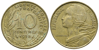 ФРАНЦИЯ 10 САНТИМОВ 1978 ТИП MARIANNE KM 929 медь алюминий никель 93-1323