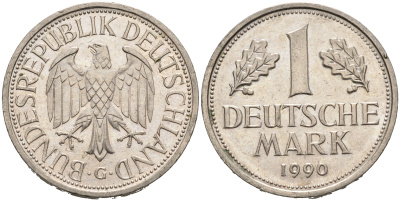 ФРГ 1 марка 1990 G KM 110 медно-никель 4681-1235