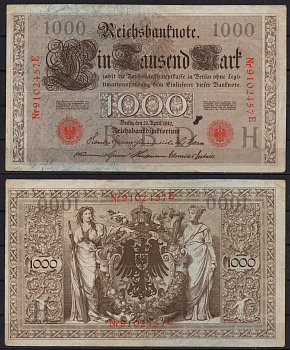 Германия 1000 марок 1910 Pick 45 b бумага 2192-78-1-2