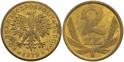 Польша 2 злотых 1979 MW KM 80.1 латунь 4548-514