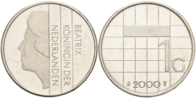 Нидерланды 1 гульден 2000 Беатрикс (1980-2013) KM 205 никель 4143-1215