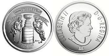 Канада 25 центов 2017 125-я годовщина розыгрыша Кубка Стэнли, хоккей KM 2299 никелированная сталь  UNC  M59-05