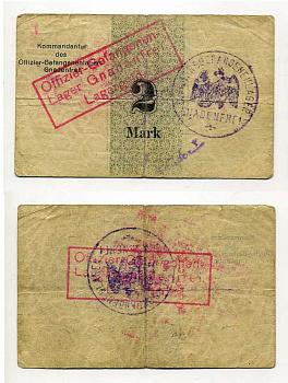 Германия 2 марки ND Гнаденфрей, лагерь военнопленных офицеров Tieste 284.03 бумага 000-00-00