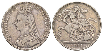 Великобритания 1 крона 1891 Виктория (1837-1901) KM 765, Spink 3921 серебро 4044-532