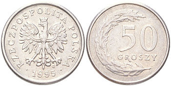 Польша 50 грошей 1995 Y 281 медно-никель UNC 4614-311