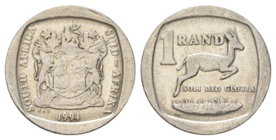 ЮАР 1 ранд 1994 KM 138 медь плакированная никелем 4627-312
