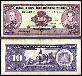 Венесуэла 10 боливаров 1995 Pick 61 d бумага 6317-13-4-2