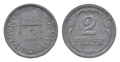Венгрия 2 филлера 1944 BP KM 519 цинк 4665-562
