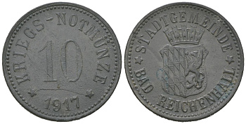 Бад-Райхенхалль (Бавария) 10 пфеннингов 1917 Funck 445.2, Men05 21410.2, Men22.2 26733.2 цинк 4164-227