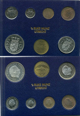 Нидерланды госнабор из 6 монет + жетон 1980 медно-никель UNC 7-5-1-33