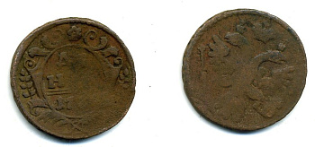 РОССИЯ 1 ДЕНЬГА 17XX медь 51-3756