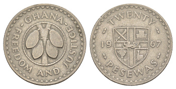 Гана 20 песев 1967 KM 17 медно-никель 4634-823
