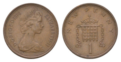 Великобритания 1 пенни 1974 Елизавета II (1952-2022) KM 915, Spink 4237 бронза UNC 4627-645